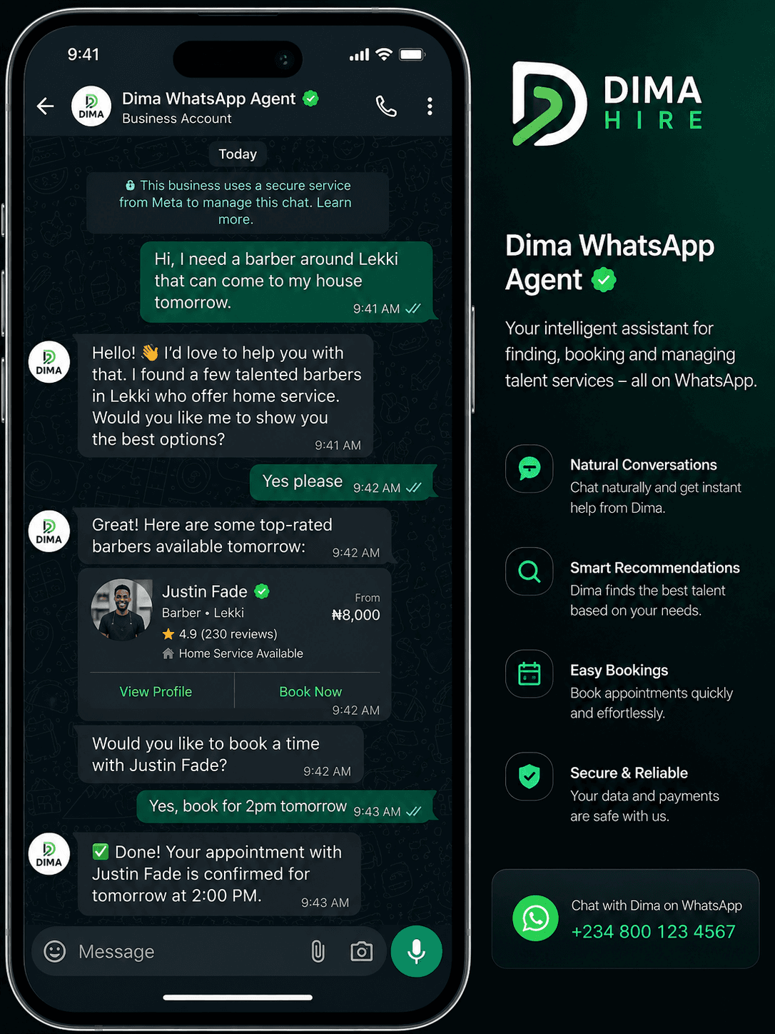 DimaHire assistant conversation